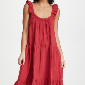 XIRENA Rumer Dress Cherry Red Size XS - Cotton Gauze Maxi Flutter Sleeve